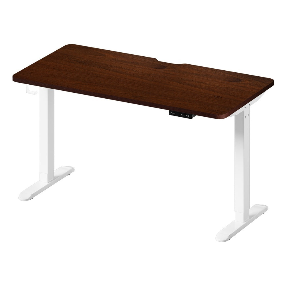 Oikiture Standing Desk Wireless Charging Single Motor 140CM White&Walnut