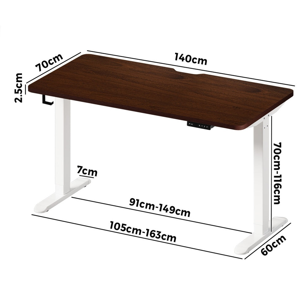 Oikiture Standing Desk Wireless Charging Single Motor 140CM White&Walnut