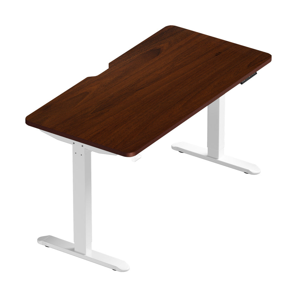Oikiture Standing Desk Wireless Charging Single Motor 140CM White&Walnut