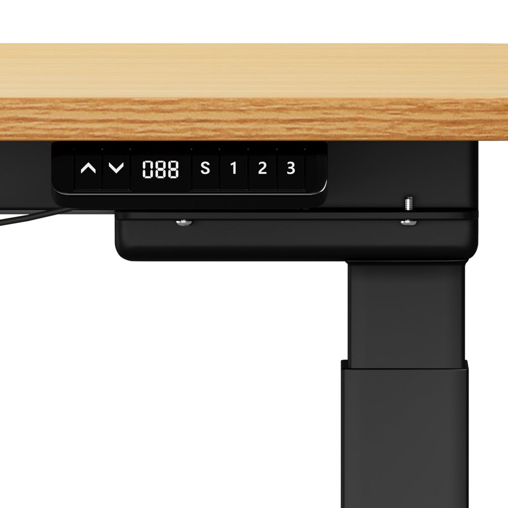 Oikiture 160cm Electric Standing Desk with Drawer Adjustable Oak Black