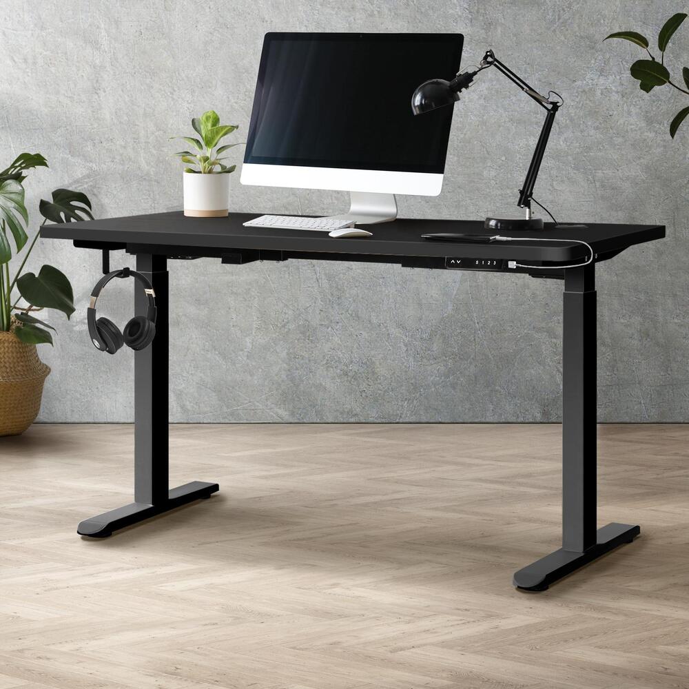 Oikiture Standing Desk Dual Motor Adjustable 140cm Black