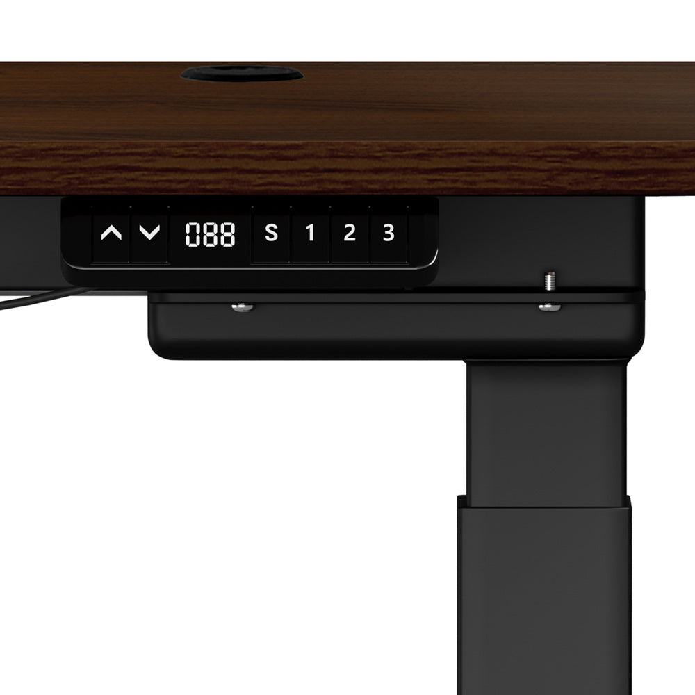 Oikiture 140cm Electric Standing Desk with Drawer Adjustable Black Walnut