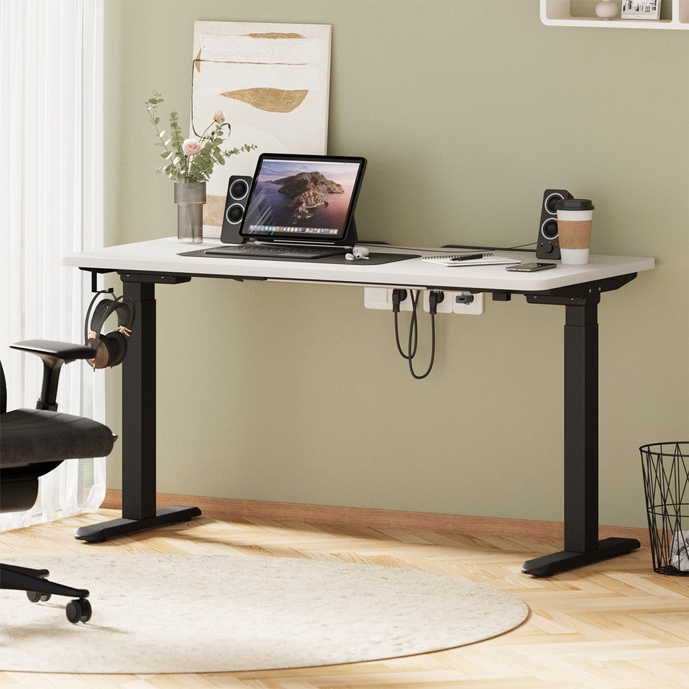 Oikiture Standing Desk Wireless Charging Dual Motor 140CM Black&White