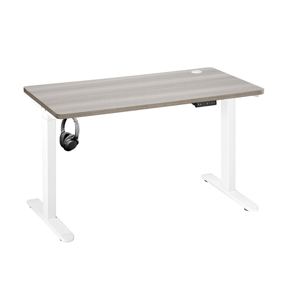 Oikiture 140cm Electric Standing Desk Dual Motor White&Grey-Oak