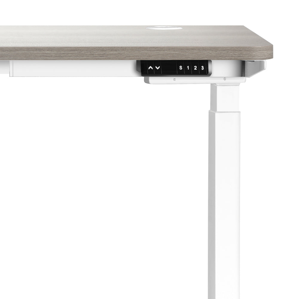 Oikiture 140cm Electric Standing Desk Dual Motor White&Grey-Oak