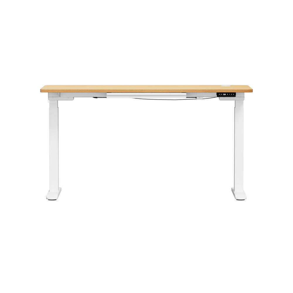 Oikiture 150cm Electric Standing Desk with Drawer Adjustable White & Oak
