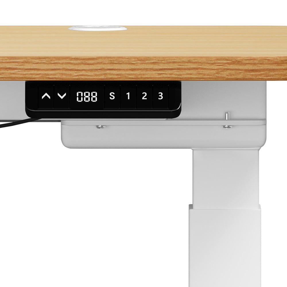 Oikiture 150cm Electric Standing Desk with Drawer Adjustable White & Oak