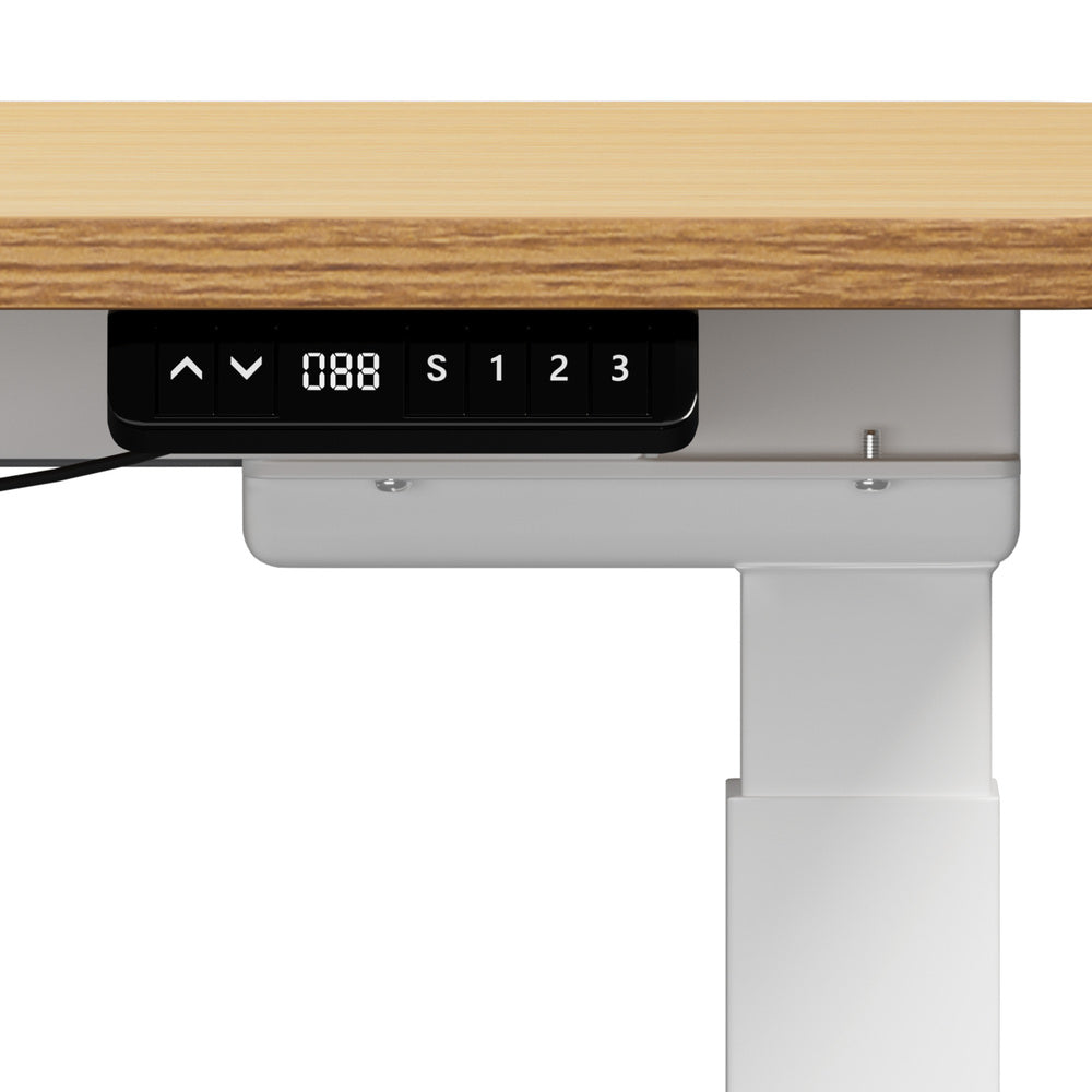 Oikiture 160cm Electric Standing Desk with Drawer Adjustable White Oak