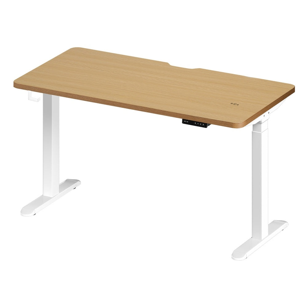 Oikiture Standing Desk Wireless Charging Dual Motor 140CM White&Oak