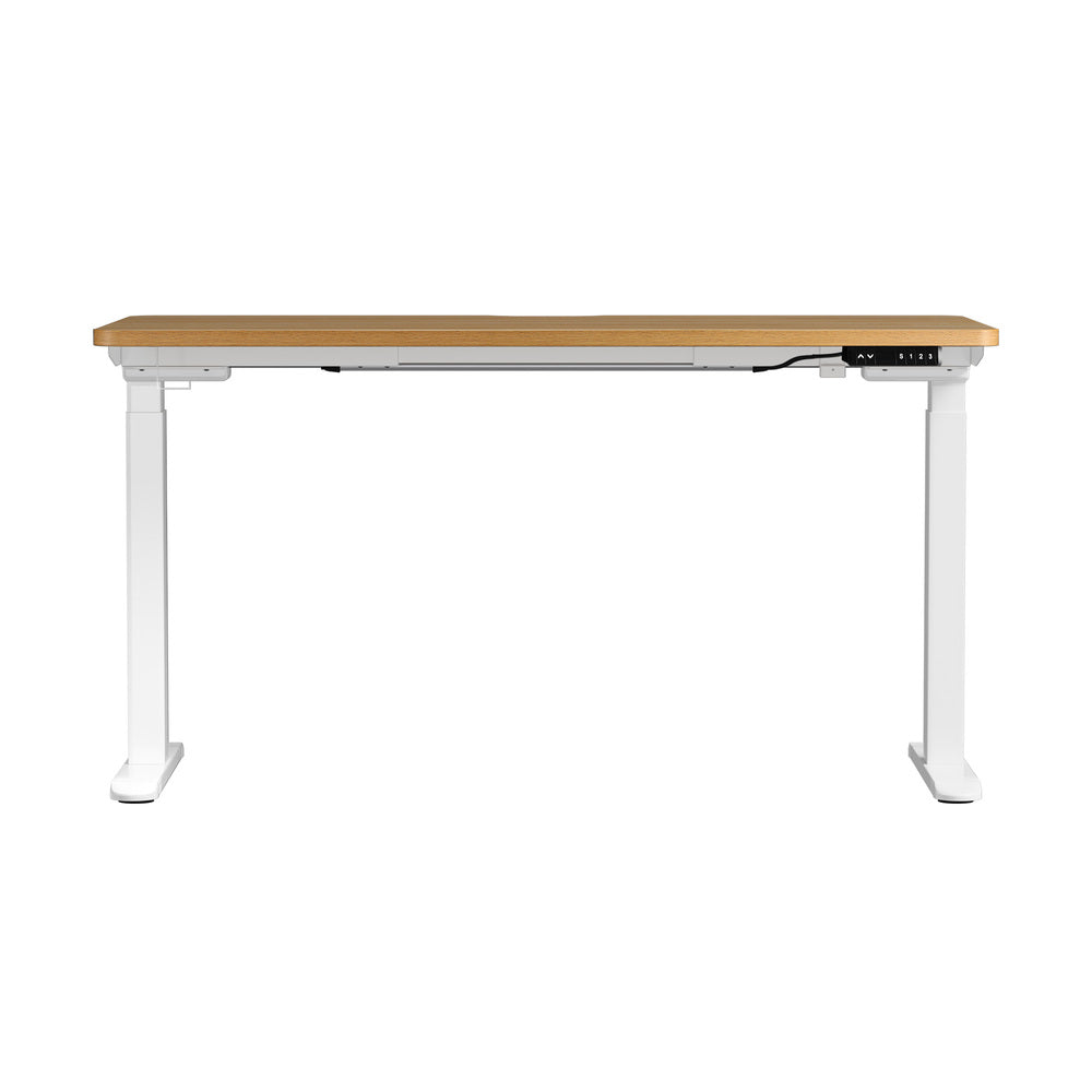 Oikiture Standing Desk Wireless Charging Dual Motor 140CM White&Oak