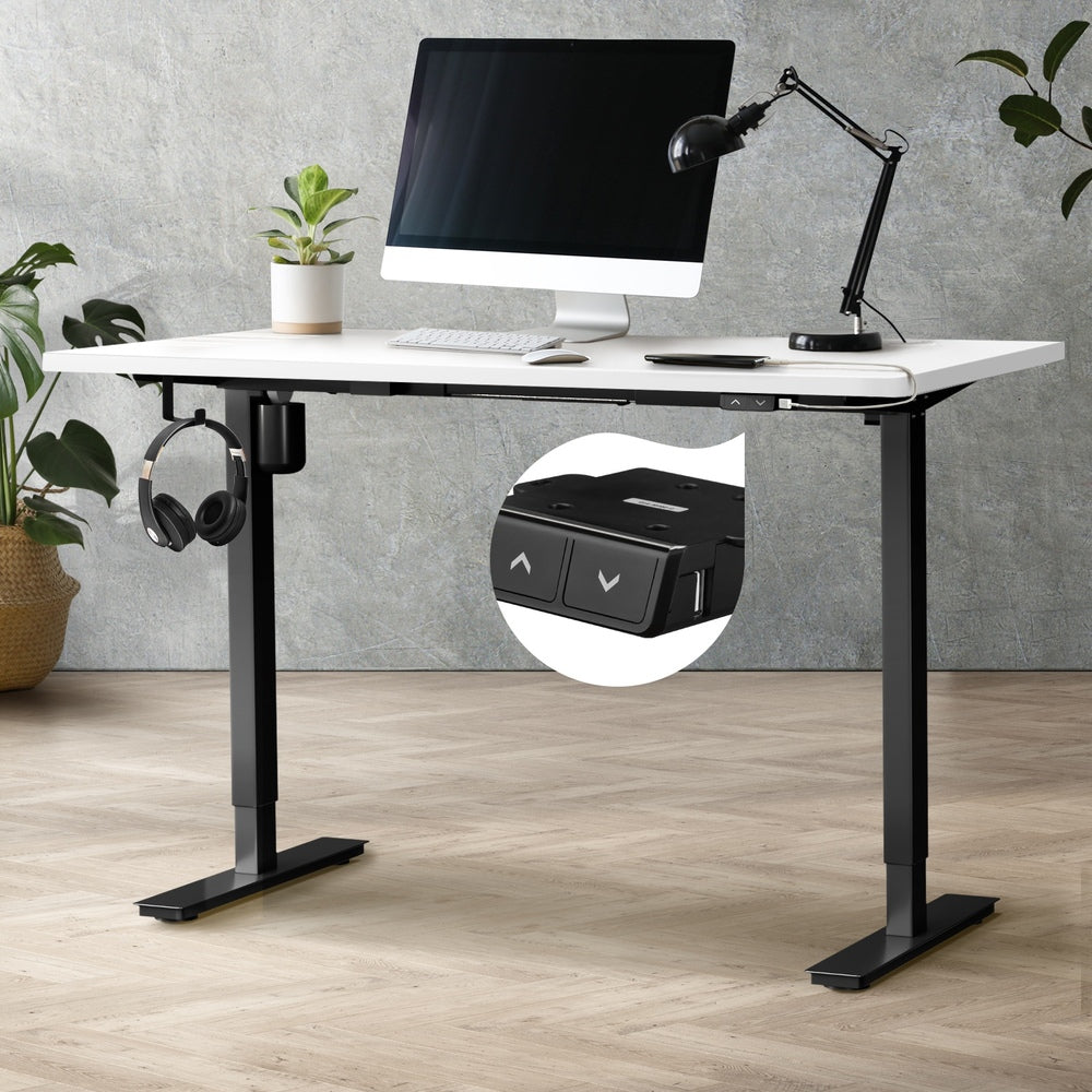 Oikiture Electric Standing Desk Single Motor Black&White 150cm