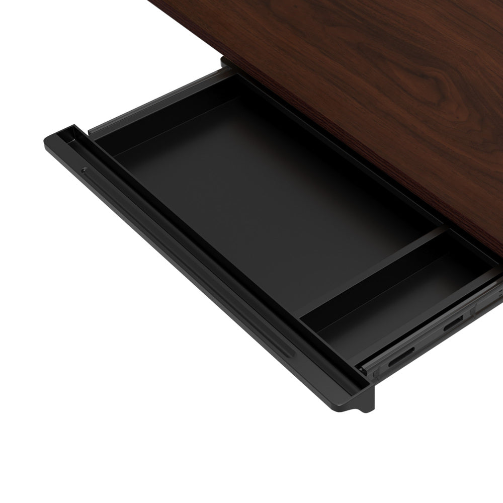 Oikiture 150cm Electric Standing Desk with Drawer Adjustable Black & Walnut