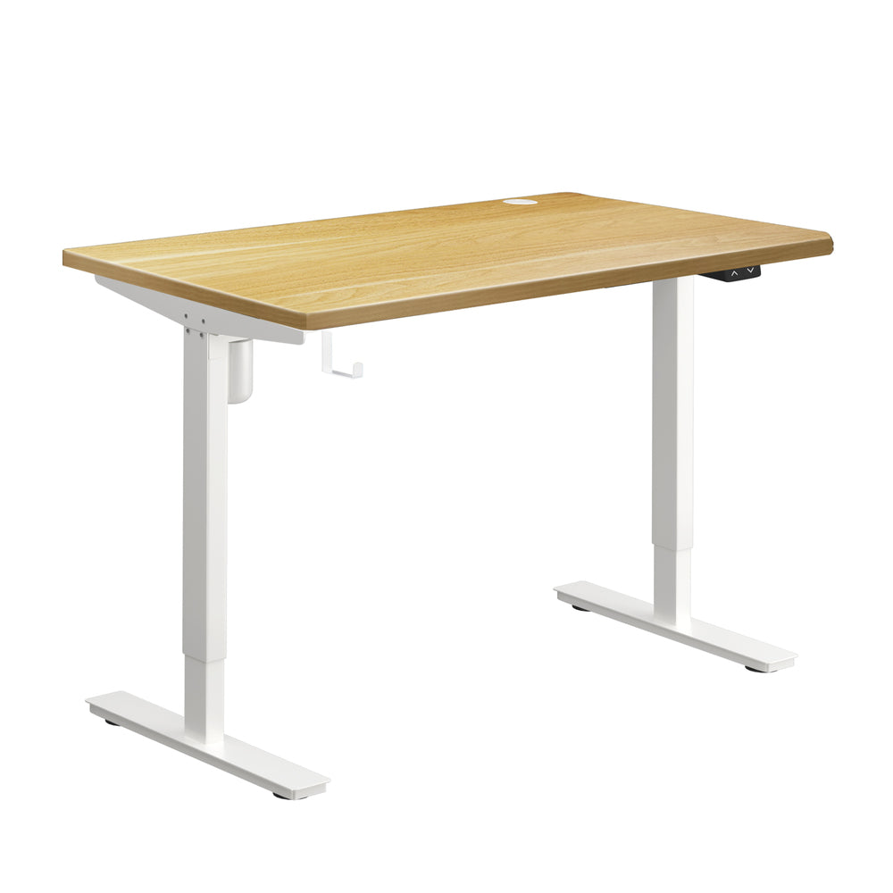Oikiture Electric Standing Desk Single Motor White&Oak 150cm