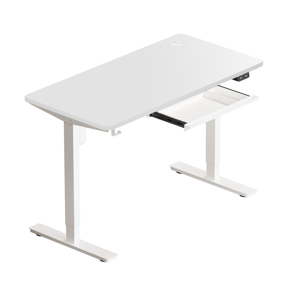 Oikiture 150cm Electric Standing Desk with Drawer Adjustable White