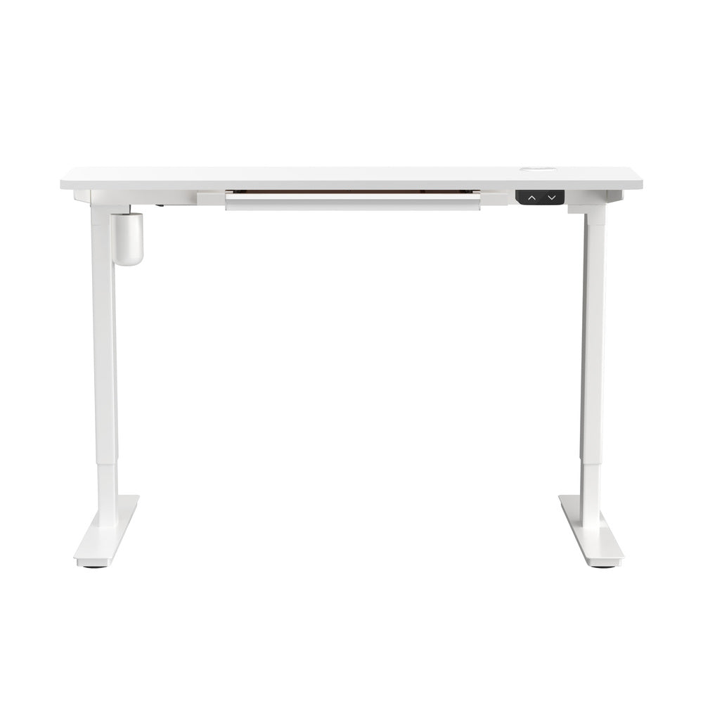 Oikiture 150cm Electric Standing Desk with Drawer Adjustable White