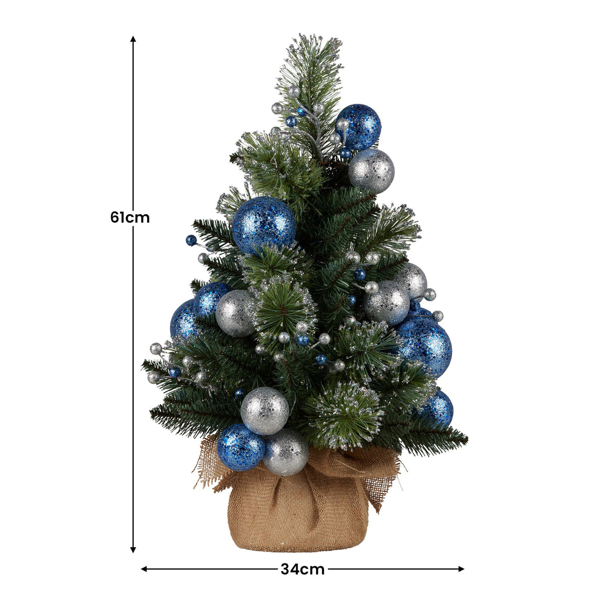 Christabelle 61cm Blue Collection Tabletop Pre-Lit Christmas Tree