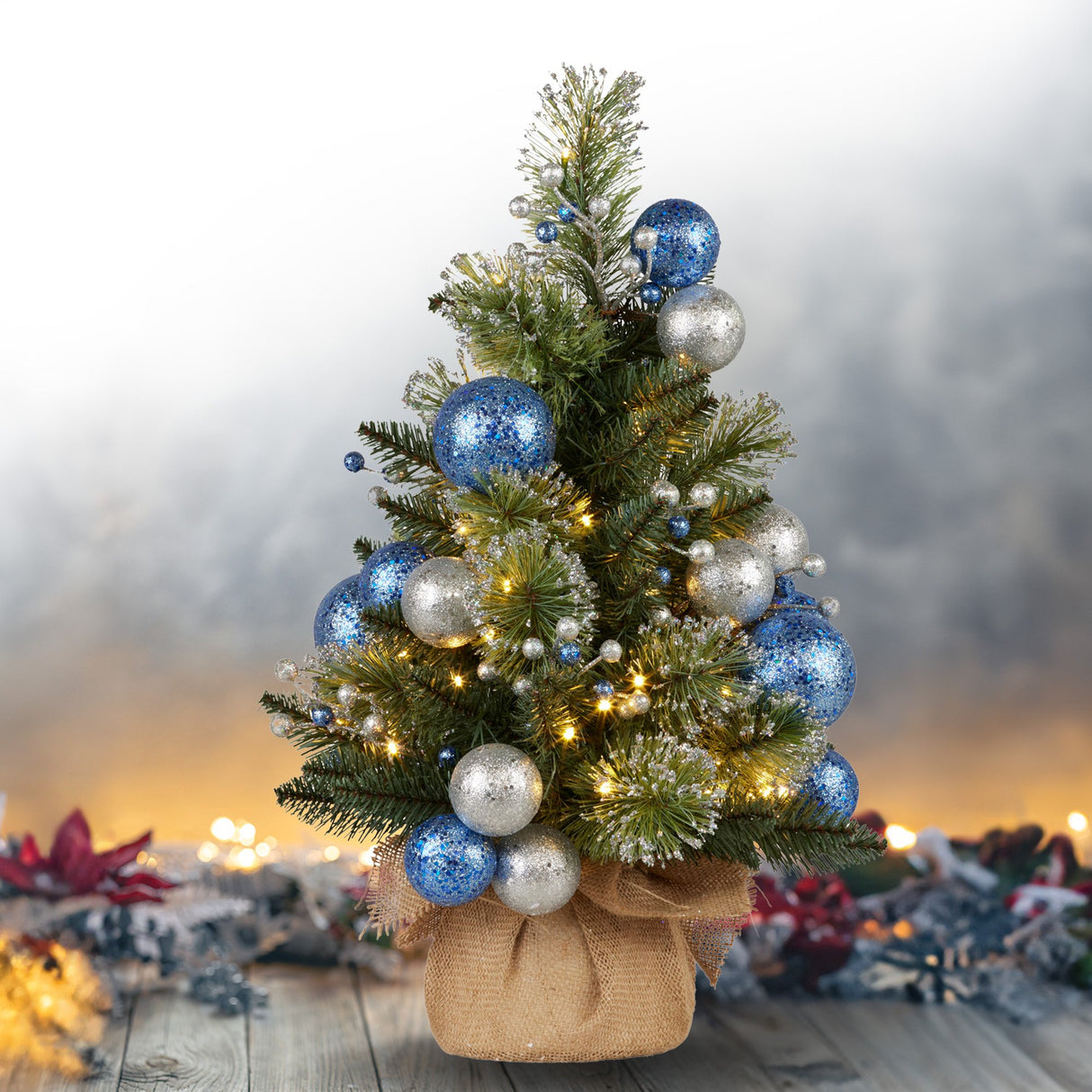 Christabelle 61cm Blue Collection Tabletop Pre-Lit Christmas Tree