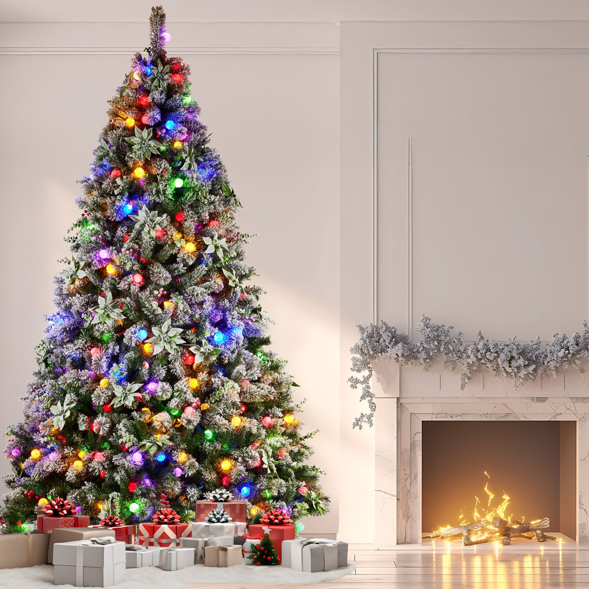 Christabelle Snowy Crown Pine 3.7m Multicolour Pre-Lit Christmas Tree with 5340 Tips