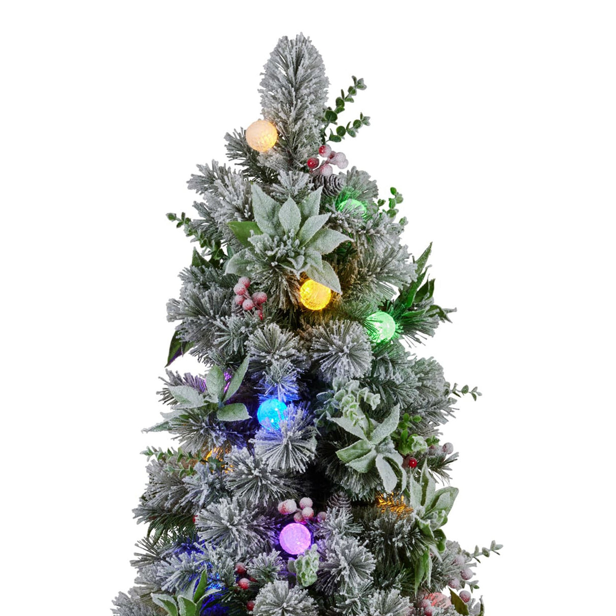 Christabelle Snowy Crown Pine Potted Christmas Tree 1.2m Multicolour Pre-Lit with Snowball Ligh