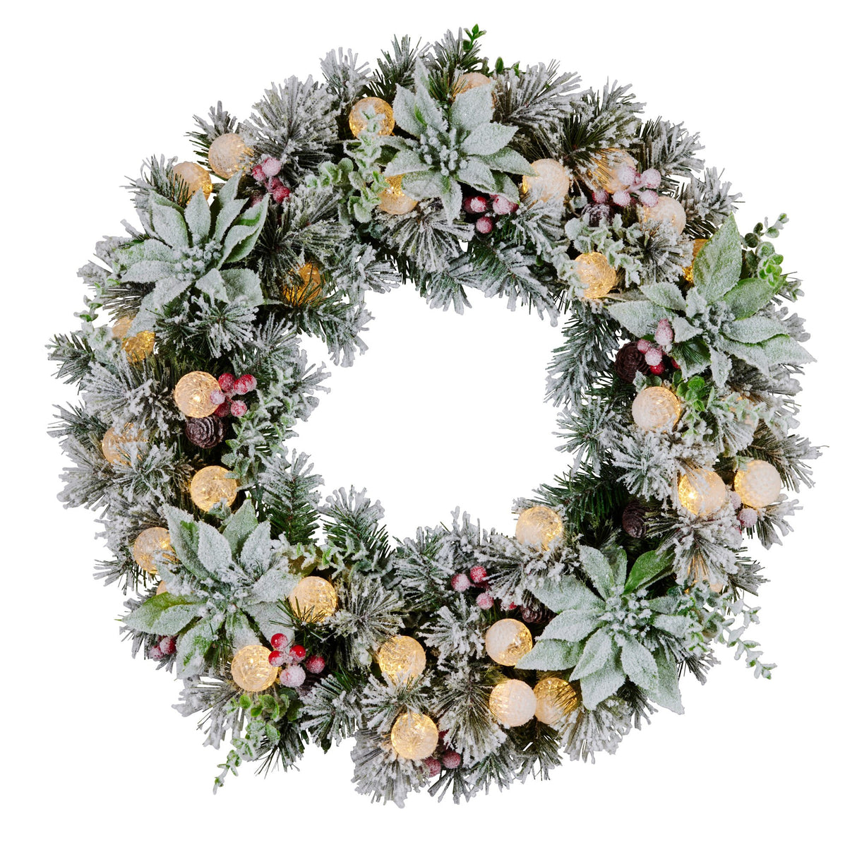 Christabelle 61cm Snowy Crown Pine Pre-Lit Multicolour Christmas Wreath