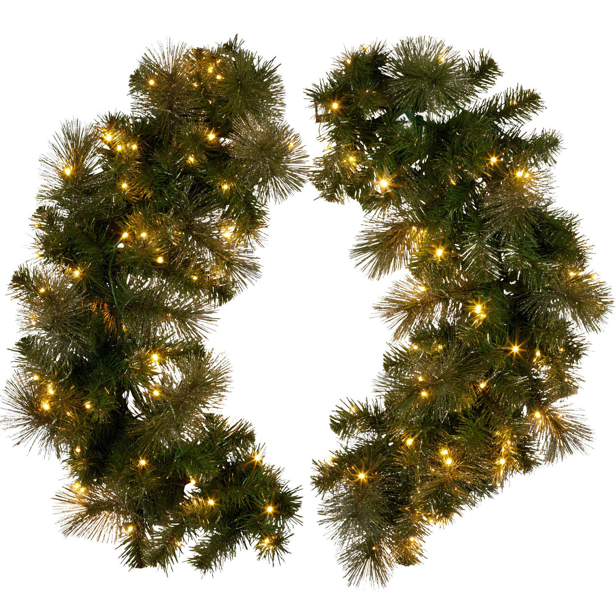 Christabelle 122cm Battery-Operated Split Christmas Wreath Glittery Gold Pine