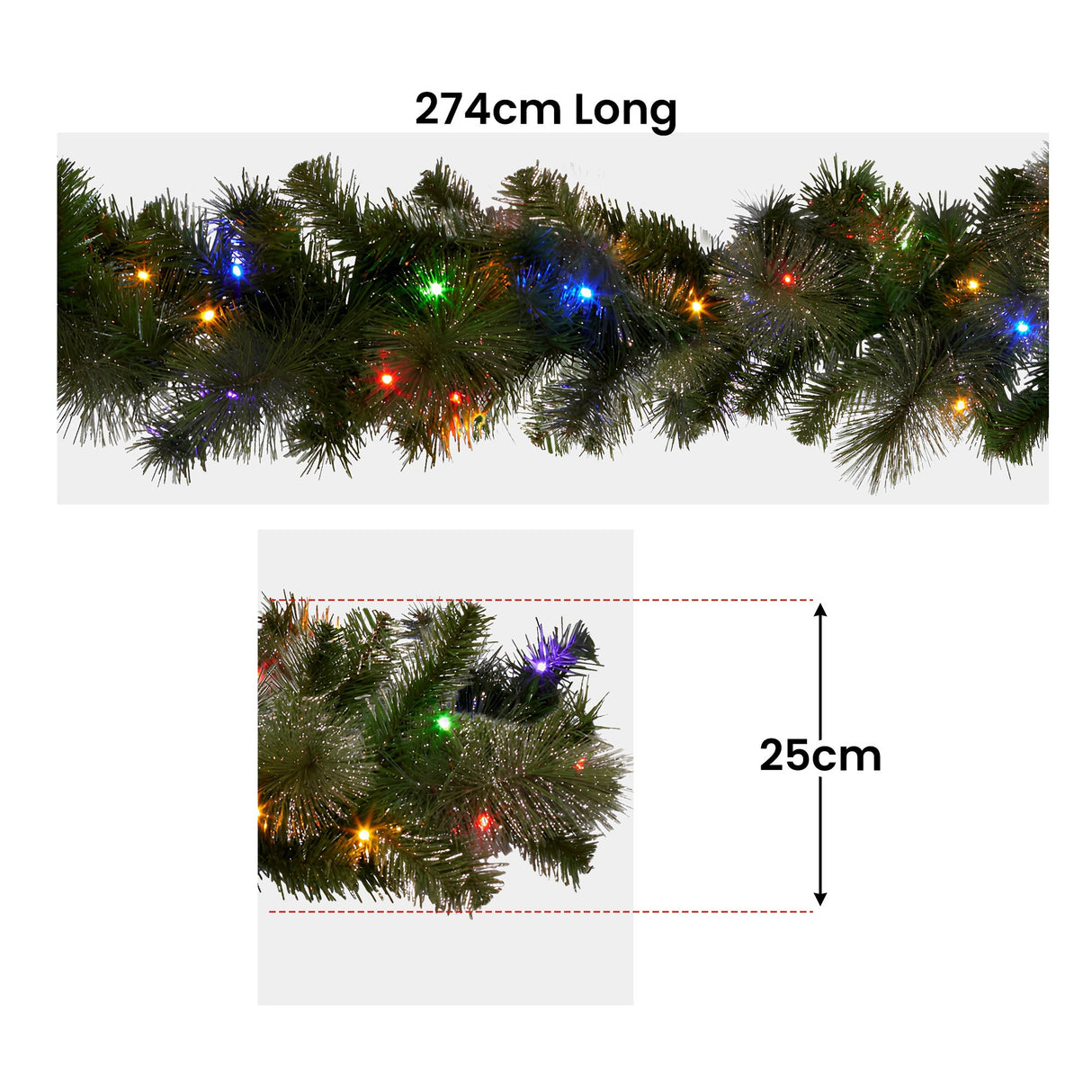 Christabelle 274cm Battery-Operated Christmas Garland Glittery Gold Pine