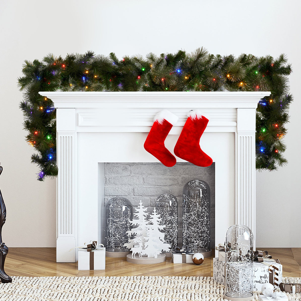 Christabelle 274cm Battery-Operated Christmas Garland Glittery Gold Pine