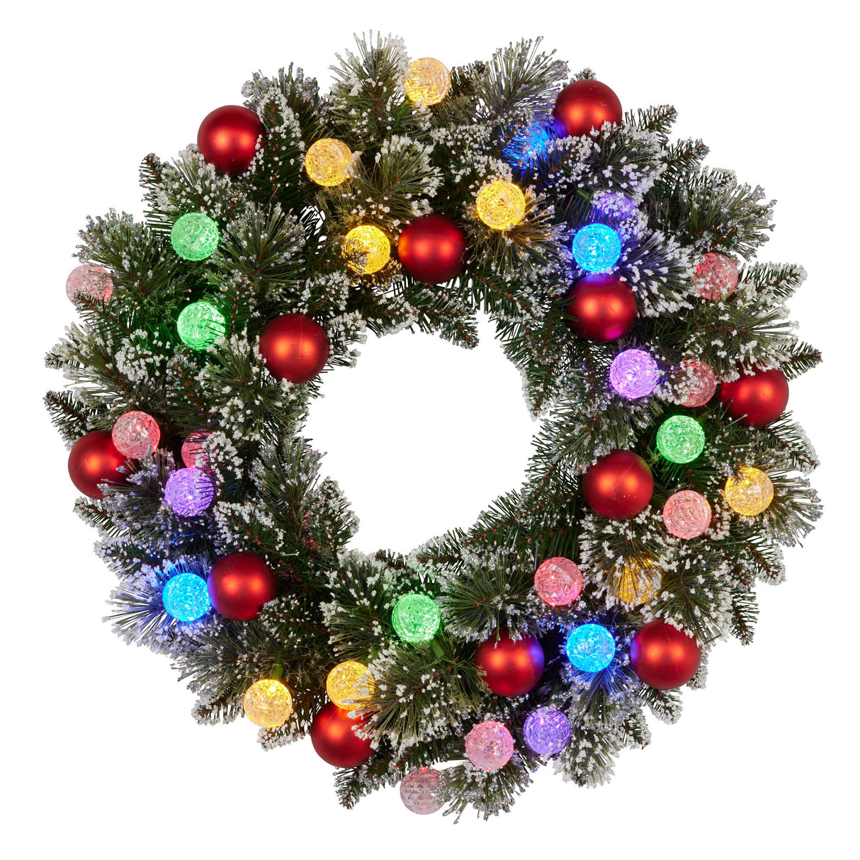 Christabelle 61cm Snowy Bristle Pre-Lit Multicolour Christmas Wreath