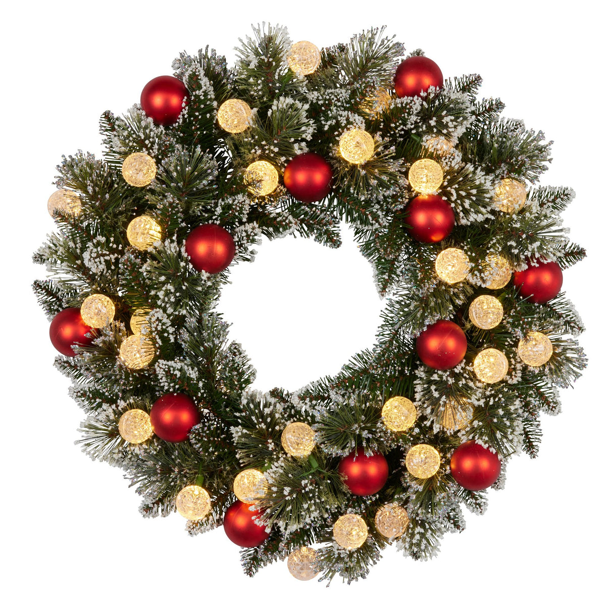 Christabelle 61cm Snowy Bristle Pre-Lit Multicolour Christmas Wreath