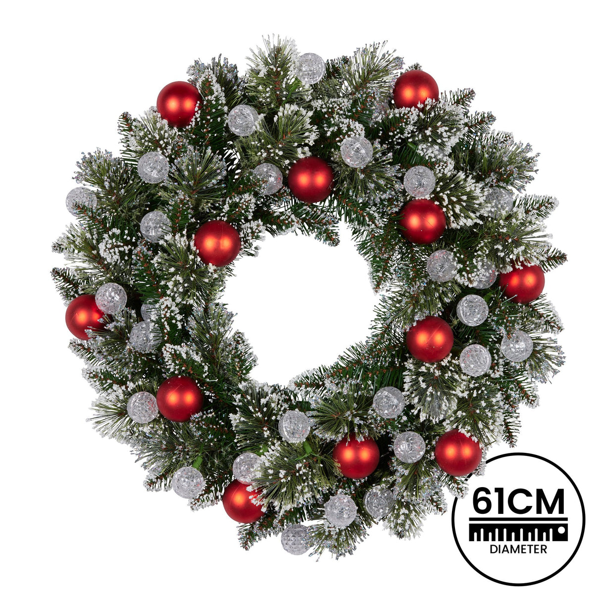 Christabelle 61cm Snowy Bristle Pre-Lit Multicolour Christmas Wreath
