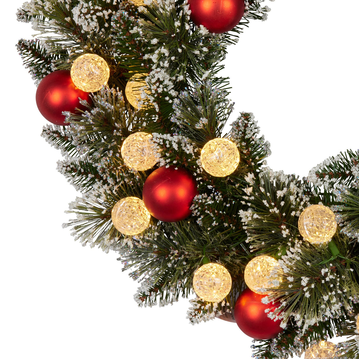 Christabelle 61cm Snowy Bristle Pre-Lit Multicolour Christmas Wreath