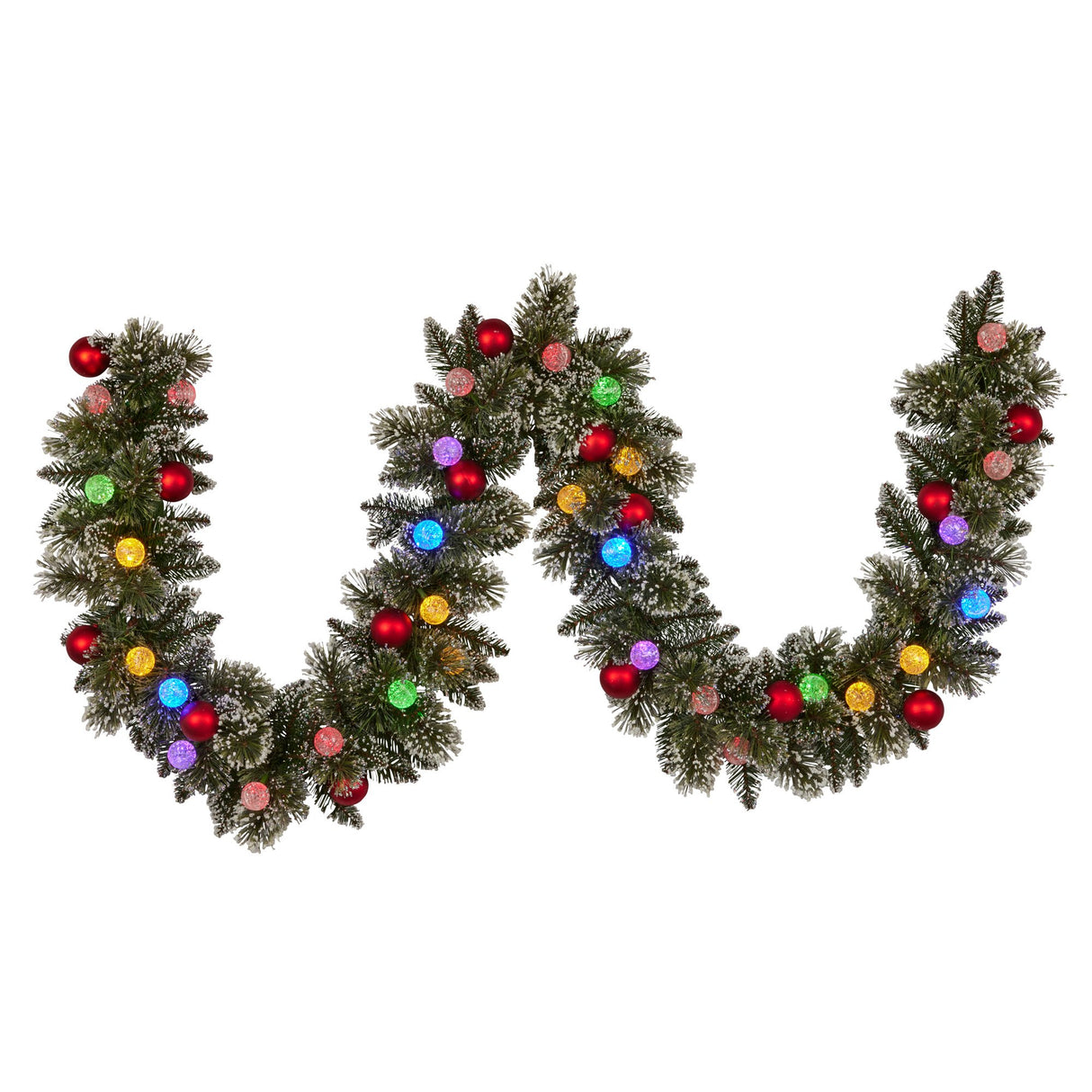 274cm Snowy Bristle Prelit Multicolour Christmas Garland