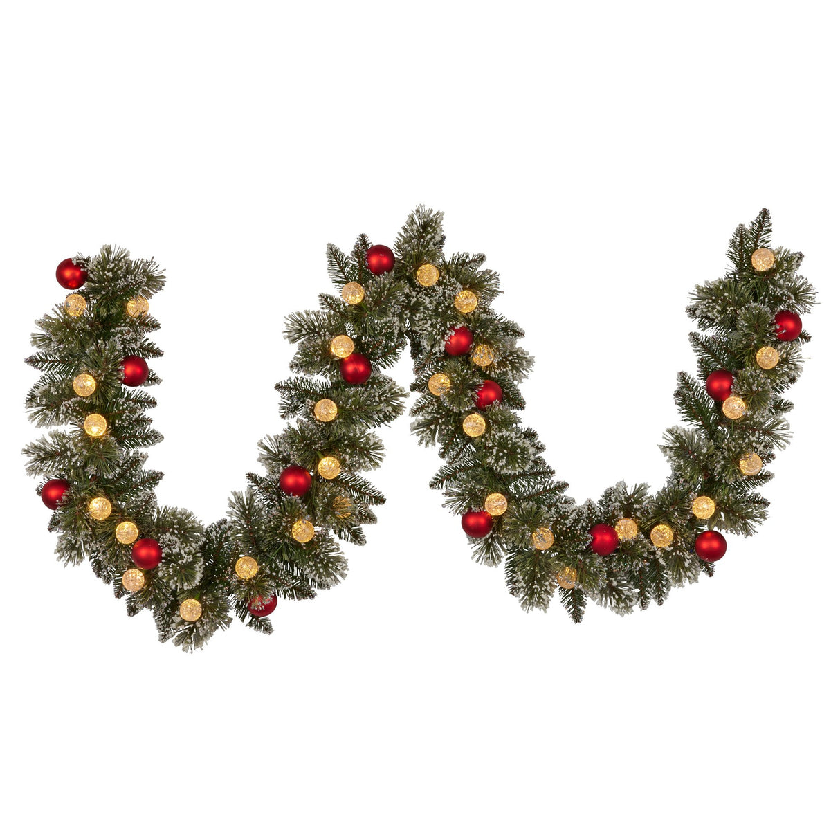 274cm Snowy Bristle Prelit Multicolour Christmas Garland