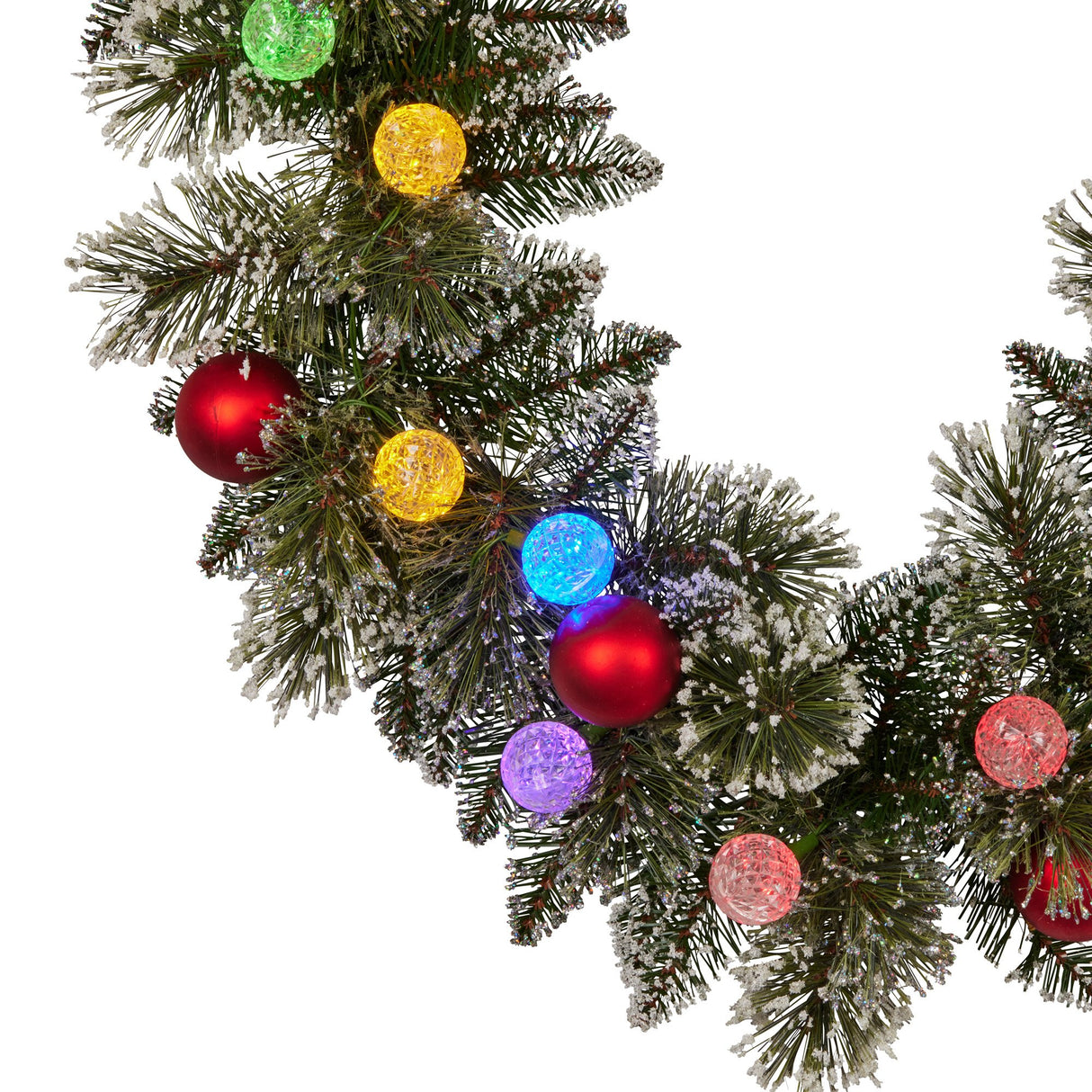 274cm Snowy Bristle Prelit Multicolour Christmas Garland