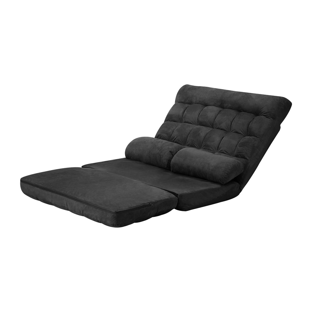 Oikiture Lounge Sofa Bed Floor Recliner 2 seater Folding Charcoal