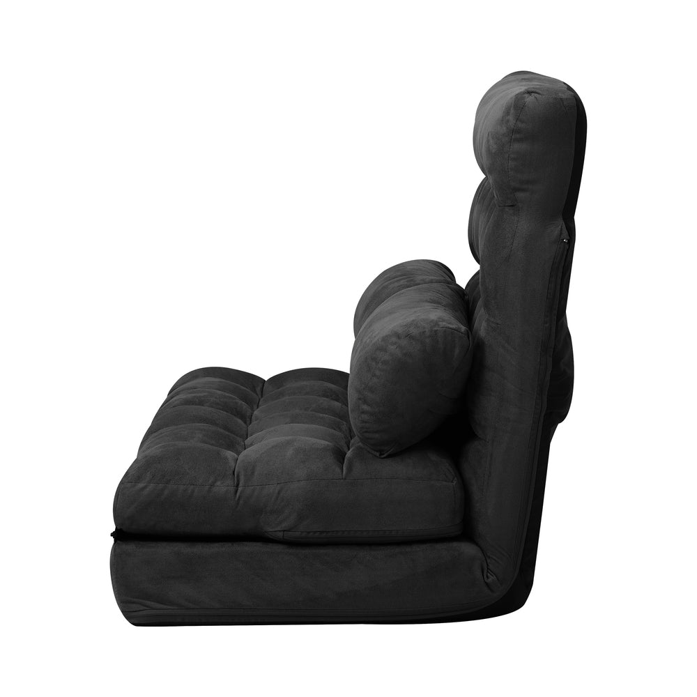 Oikiture Lounge Sofa Bed Floor Recliner 2 seater Folding Charcoal