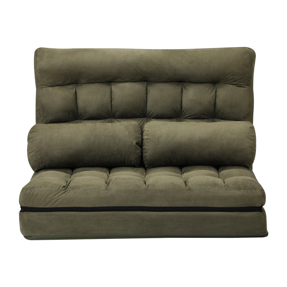 Oikiture Lounge Sofa Bed Floor Recliner 2 seater Folding Green