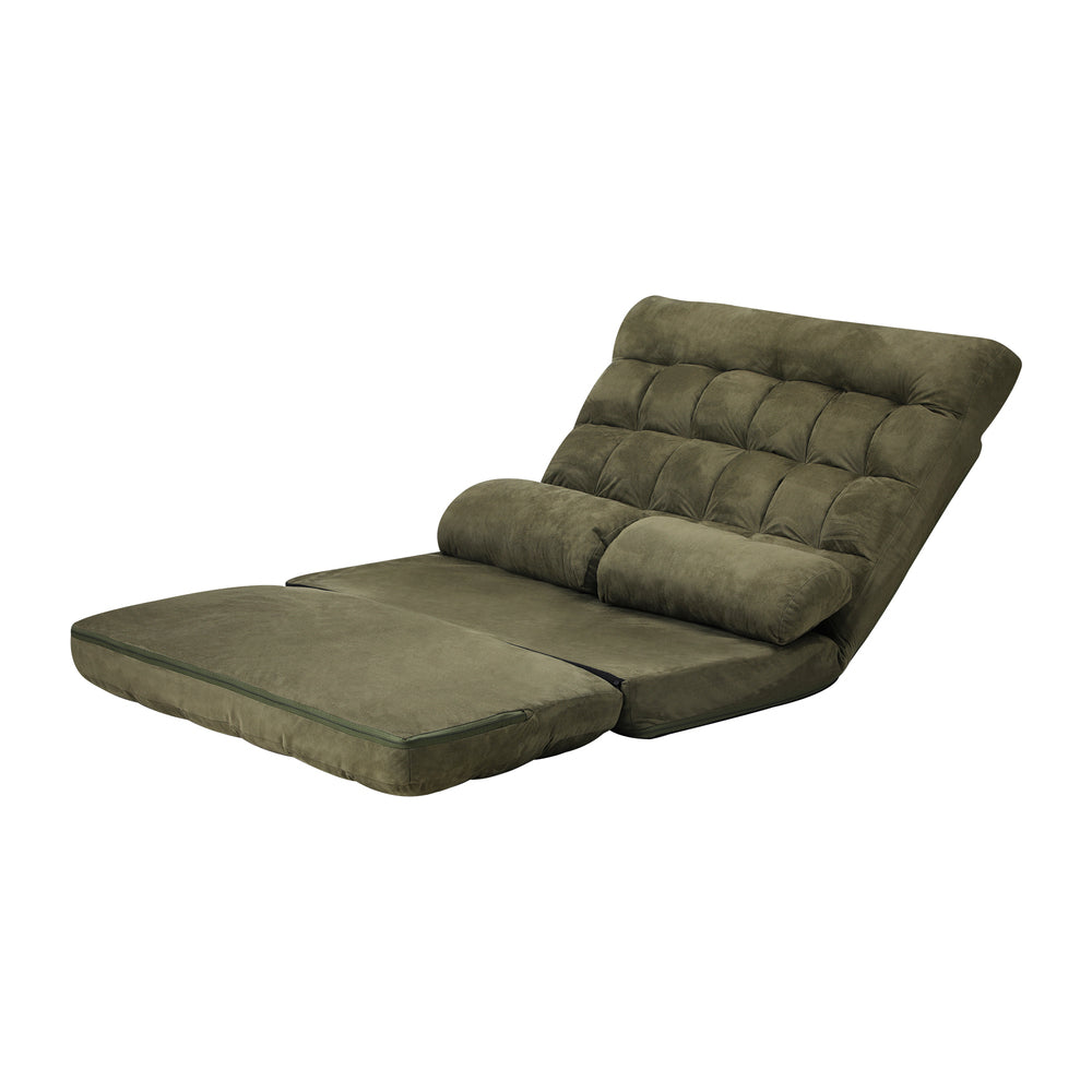 Oikiture Lounge Sofa Bed Floor Recliner 2 seater Folding Green