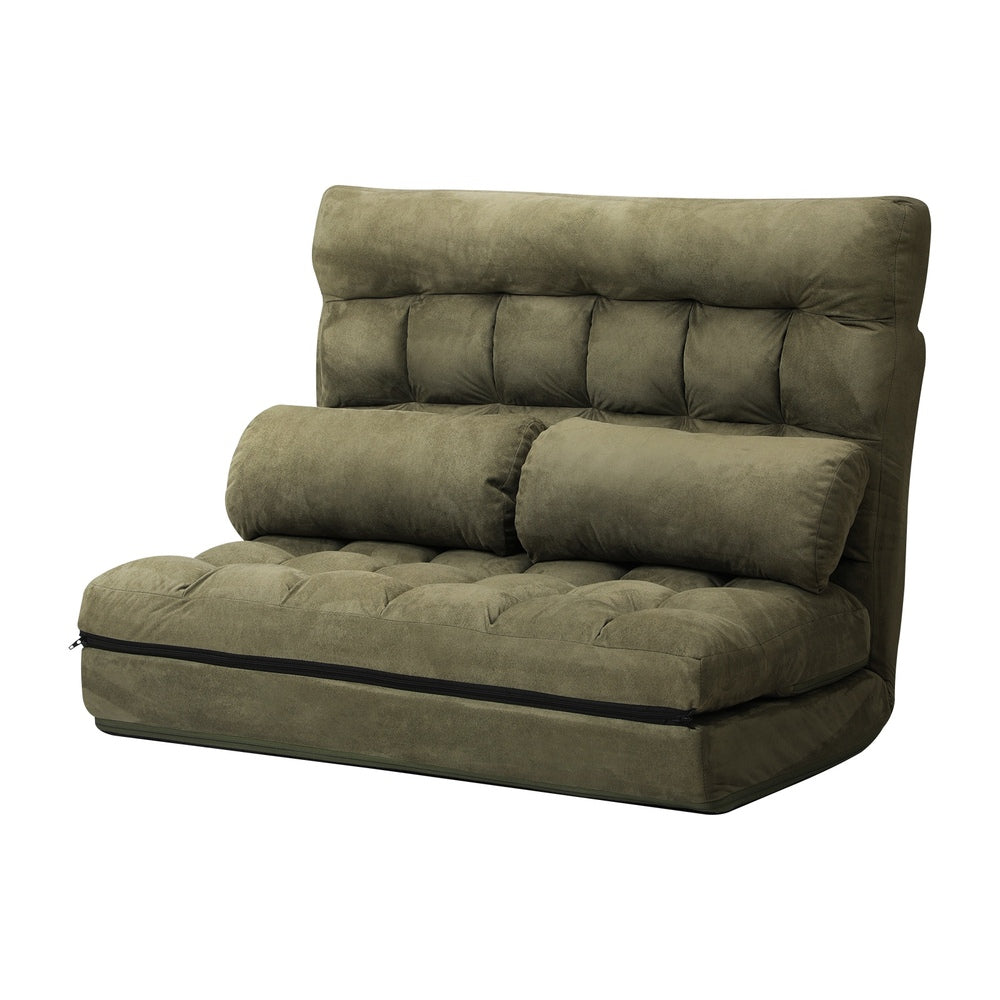 Oikiture Lounge Sofa Bed Floor Recliner 2 seater Folding Green