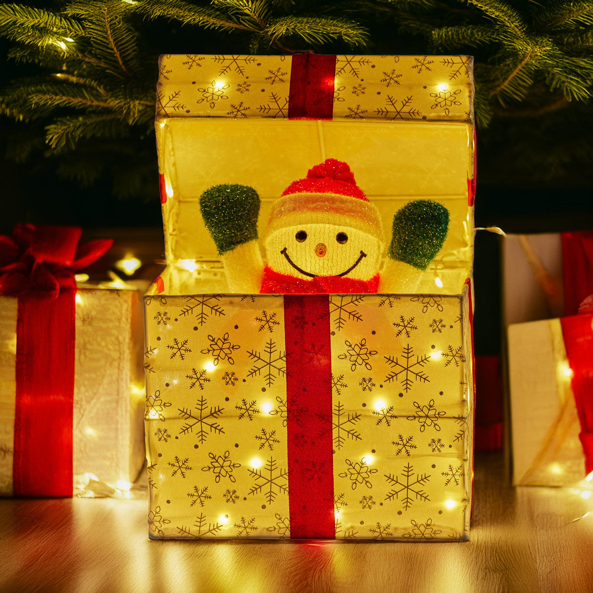 Christabelle Animated Snowman in a Gift Box LED Christmas Tree Decoration Ornament Lights Xmas