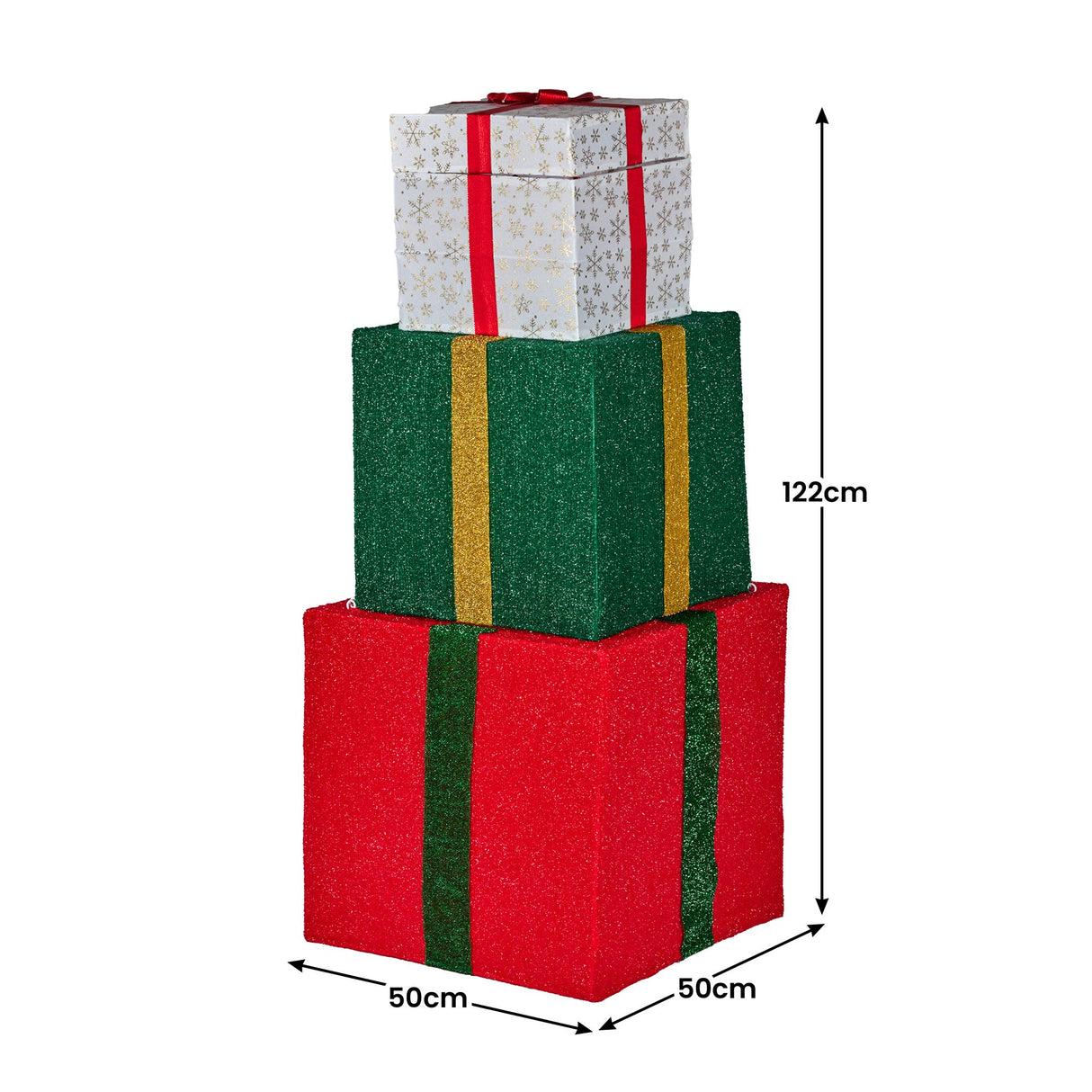 Christabelle 122cm Animated Present Stack Santa LED Lights Christmas Tree Decoration Ornament X