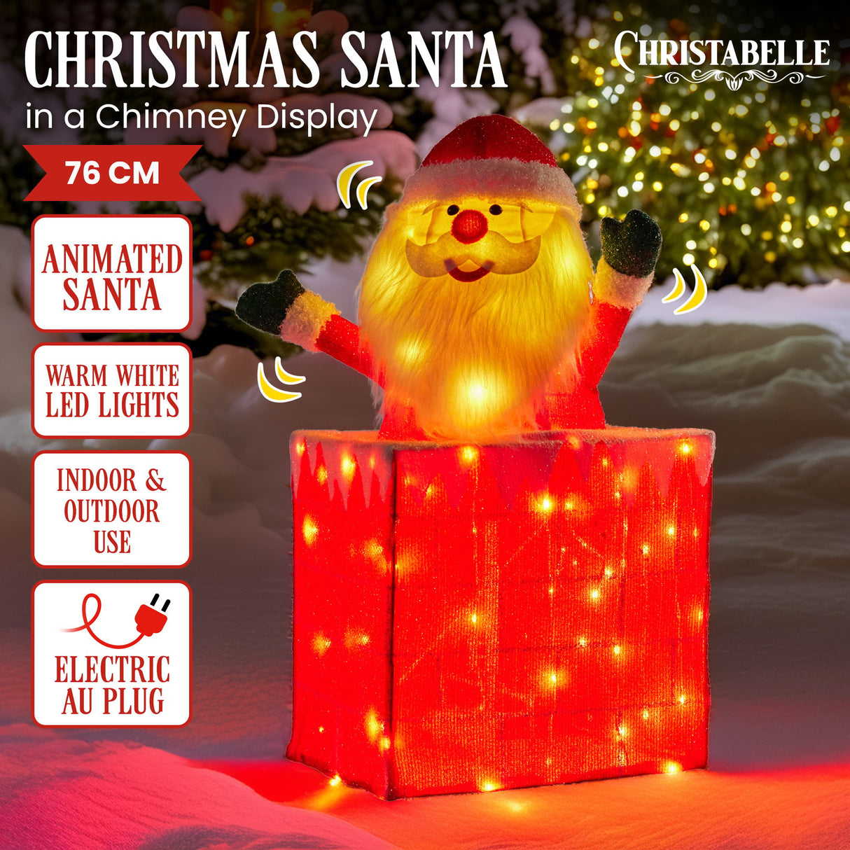 Christabelle 76cm Santa in Chimney Christmas Tree Warm White LED Lights Animated Decoration Orn