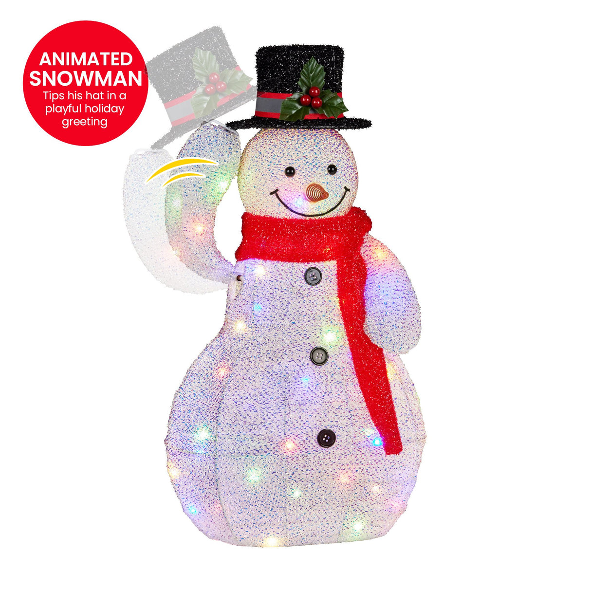 Christabelle 51cm Animated Snowman Christmas Display Multi-Colour LED Lights Xmas Decoration