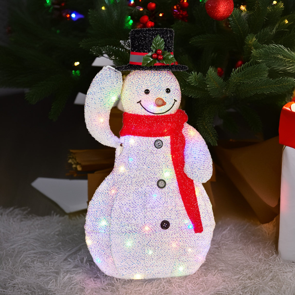 Christabelle 51cm Animated Snowman Christmas Display Multi-Colour LED Lights Xmas Decoration