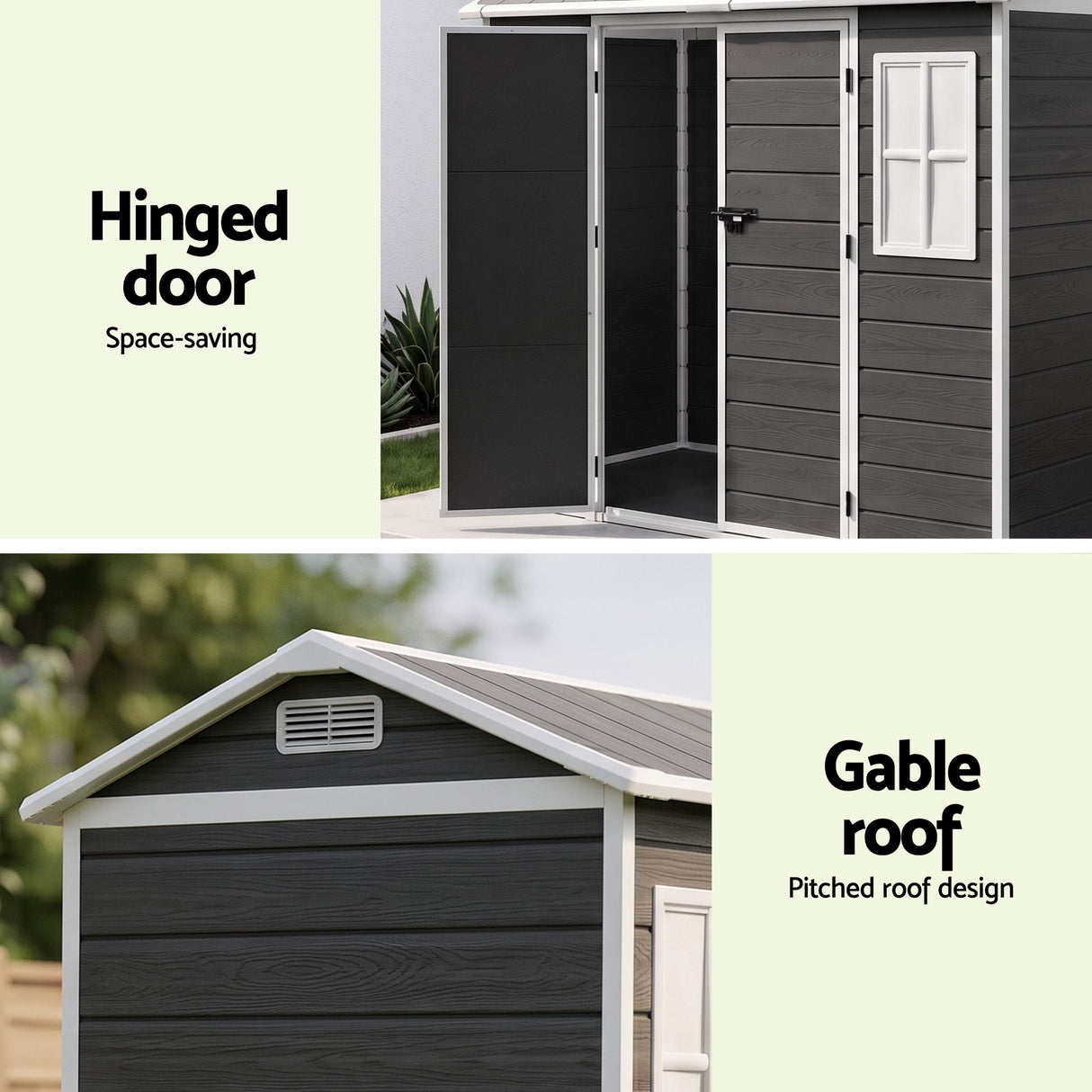 Giantz Garden Shed Resin Outdoor Storage Box 2.44x1.31M Tool Shed Backyard Black