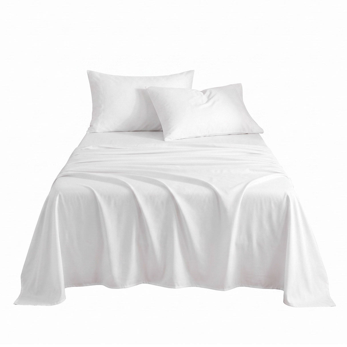 Giselle Single 500TC Cotton 4Pcs Sheet Set with 40cm Extra Deep Pocket for Thick Mattresses Sateen Weave for Sweaty Nights White