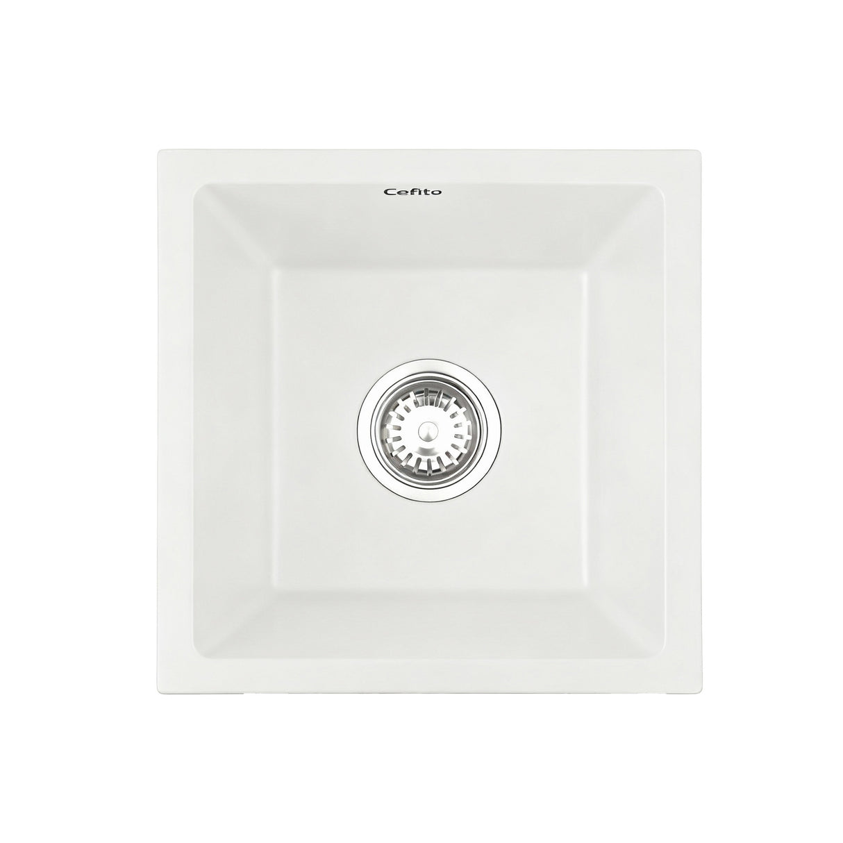 Cefito Kitchen Sink 38x38cm Granite Stone Sink Single Bowl White