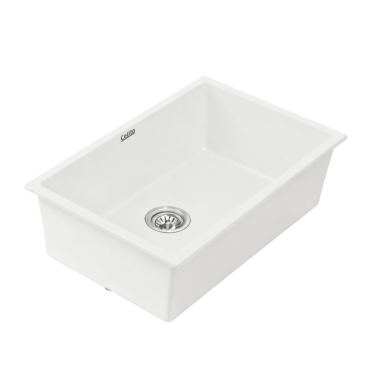 Cefito Kitchen Sink 70x45cm Granite Stone Sink Single Bowl White
