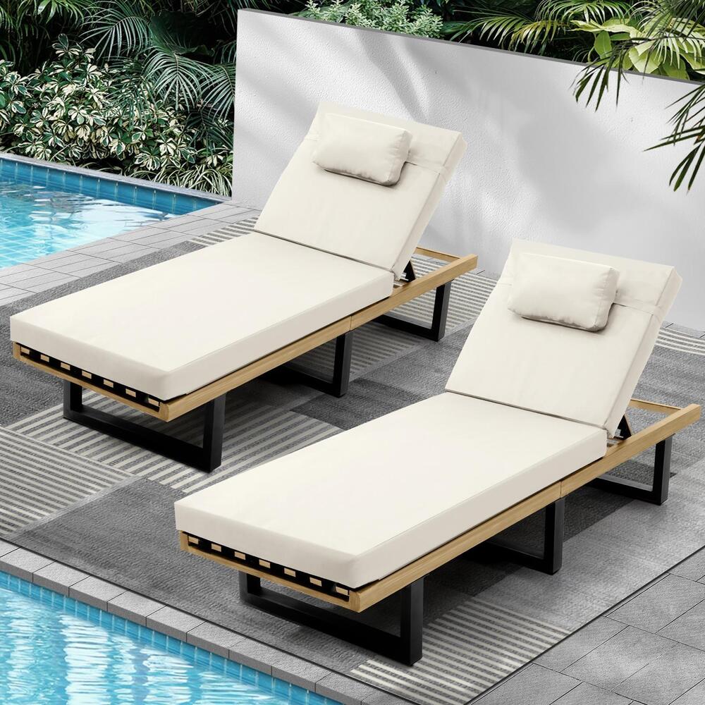 Livsip 2X Sun Lounge Outdoor Lounger Beige
