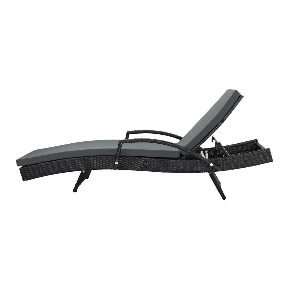 Livsip Outdoor Sun Lounger Waterproof Adjustable Black X2